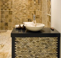 Stone Tile Powder Room Houston