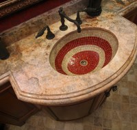 Stone Vanity Top with Mosiac Tile Sink Bowl Houston