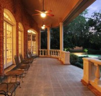 Natural Stone Brick Home Rear Porch Houston