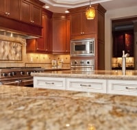 Cherry Birch Cabinets Ceramic Backsplash Kitchen Houston