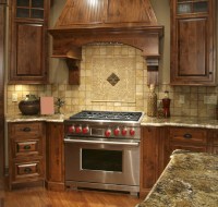 Stained Oak Ceramic Splash Kitchen Houston