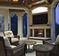 Luxury Lanai with Coffer Ceiling and Fireplace Houston