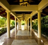 Entryway Canopy with Polished Stone Tile Flooring Houston