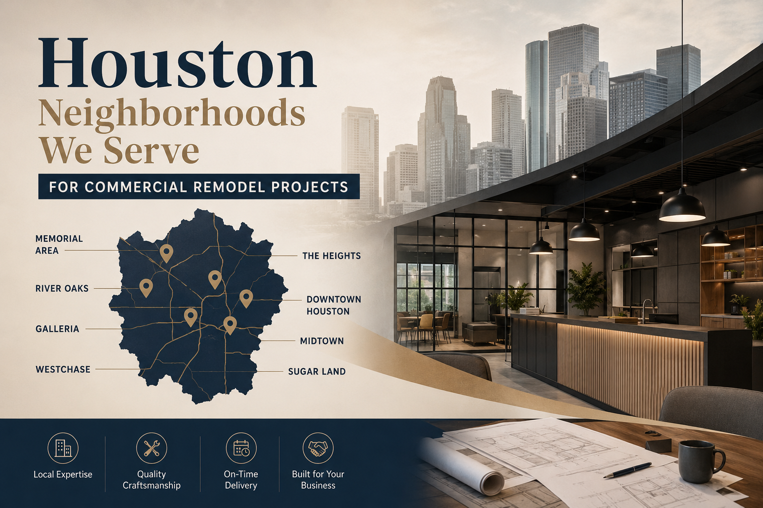 Houston Neighborhoods We Serve for Commercial Remodel Projects